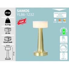 SAMOS MASA LAMBASI ŞARJ EDİLEBİLİR GOLD-3 RENK